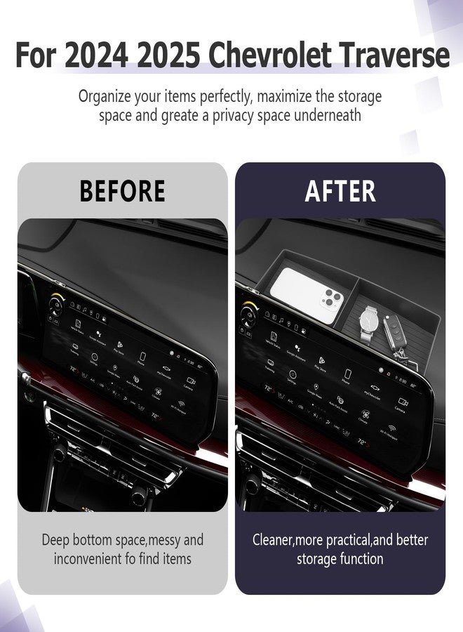LUWU 2025 Traverse Dashboard Storage Tray Compatible with 2024 2025 Chevrolet Traverse Accessories Behind Screen Organizer 2025 Traverse Accessories Center Console Display Box Dash Tray - Image 2