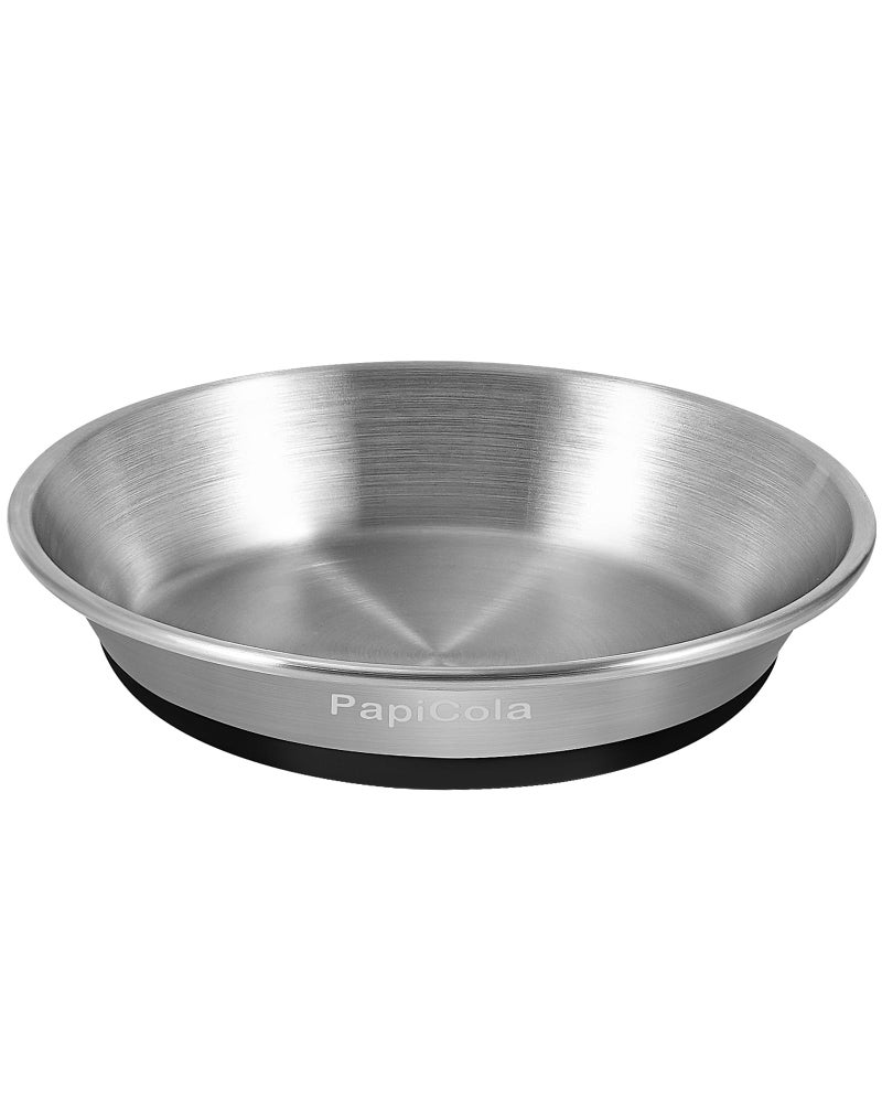 PapiCola Stainless Steel Cat Bowl 1PC, Non-Slip cat Food Dishes, Metal Pet Food and Water Bowls, Whisker Friendly with Wide and Shallow Design, 6.3'' Wide, 0.7mm Thick Steel, Ideal Pet Dish (1 PC-6.3in) - Image 1