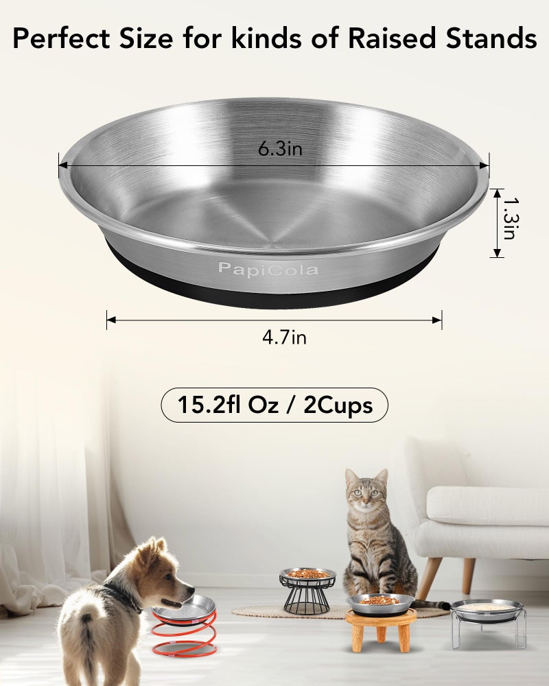 PapiCola Stainless Steel Cat Bowl 1PC, Non-Slip cat Food Dishes, Metal Pet Food and Water Bowls, Whisker Friendly with Wide and Shallow Design, 6.3'' Wide, 0.7mm Thick Steel, Ideal Pet Dish (1 PC-6.3in) - Image 5
