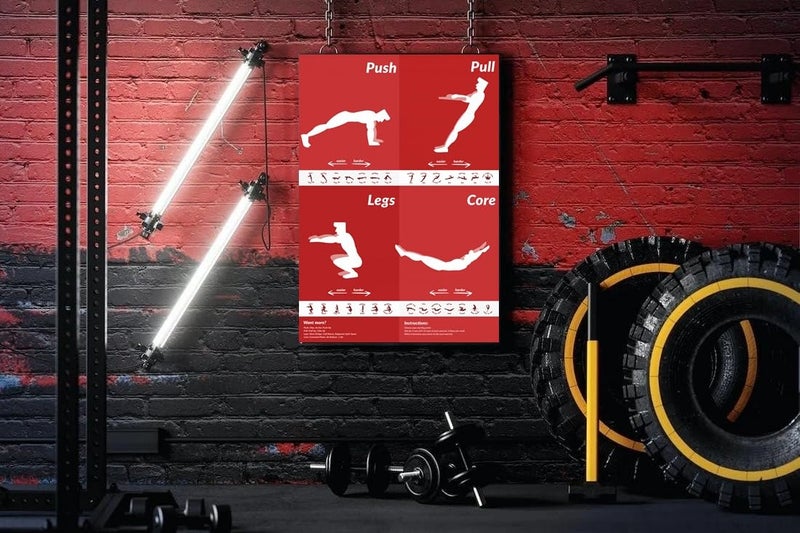 PIXELARTZ ملصق حائط كامل الجسم تحفيزي لتمارين وكمال الأجسام ملصقات صالة الألعاب الرياضية بجودة HD - Image 1