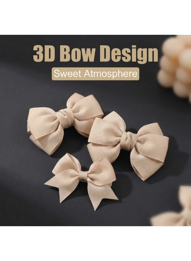 Mr. Penda 8Pcs Baby Girls Hair Bow Clips Set Set, Beige Bow & Butterfly Hair Clips, Cute Princess Girls Headwear for Kids, Toddler Hair Bows Set for Birthday, Party, Daily Wear - Image 5