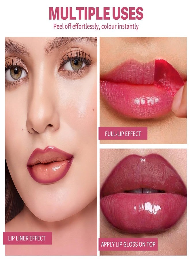 BANGFENG 4Pcs Peel Off Lip Liner Stain Set - Long-Lasting, Smudge-Proof, Waterproof Nude Matte Lip Tint, Non-Fading Peel Off Brown Lip Line Color, Effortless Precision & Full Coverage, Overline Lip Combo - Image 3