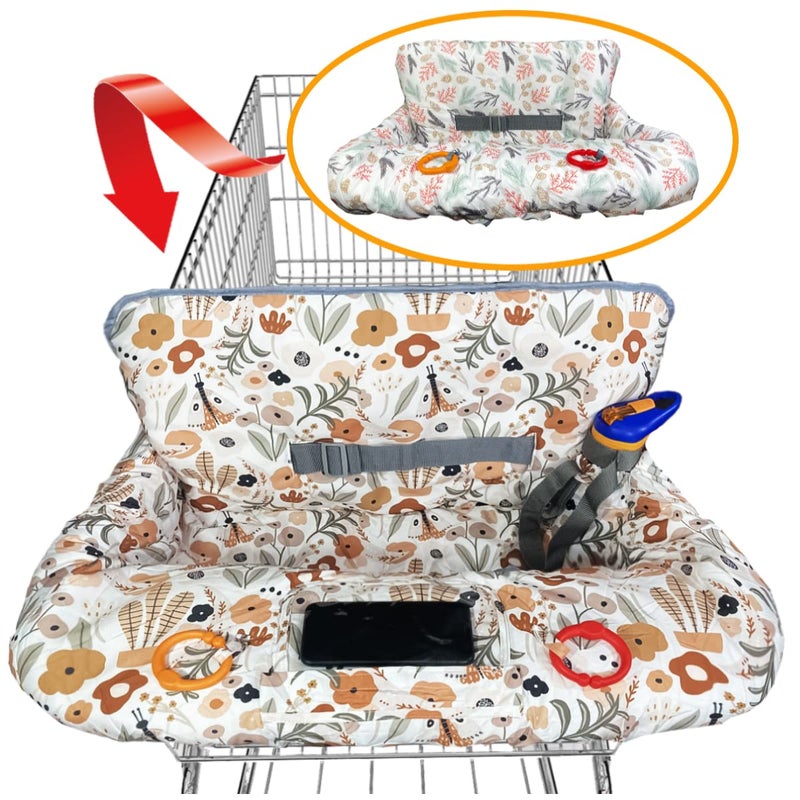 JOWEY Shopping Cart Cover for Baby Grocery Cart Cover for Baby boy and Baby Girl, High Chair Cover for Baby and Toddler, Baby Registry Gift - Waterproof - Extra Large - Cotton - Double Sided (Orange) - Image 1