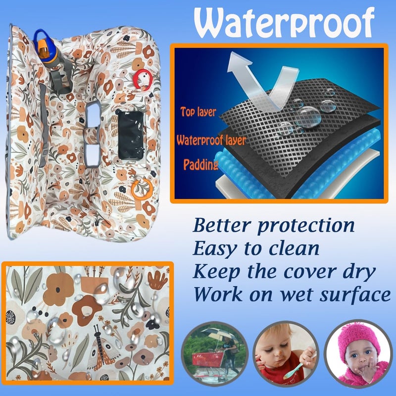 JOWEY Shopping Cart Cover for Baby Grocery Cart Cover for Baby boy and Baby Girl, High Chair Cover for Baby and Toddler, Baby Registry Gift - Waterproof - Extra Large - Cotton - Double Sided (Orange) - Image 5