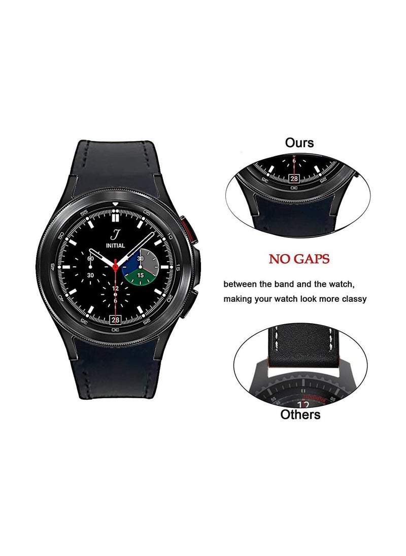 VPG - Leather Silicone Replacement Band Compatible with Samsung Galaxy Watch 5 Pro 45mm | 4 Classic 46mm 42mm | Watch 5/4 44mm 40mm , Special strap design No Gap Black - Image 1