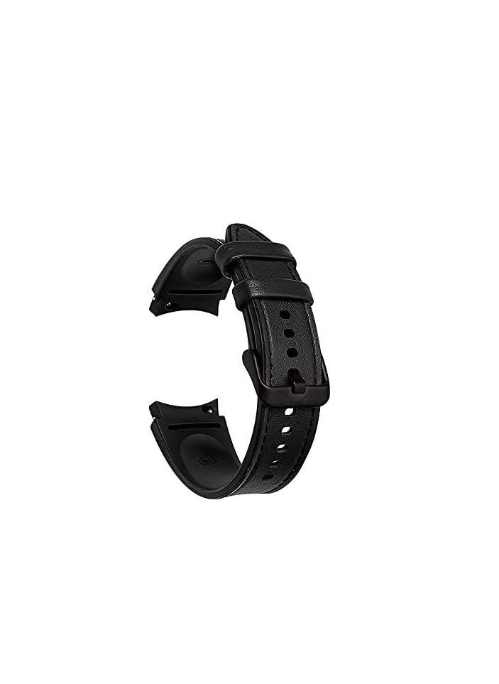 VPG - Leather Silicone Replacement Band Compatible with Samsung Galaxy Watch 5 Pro 45mm | 4 Classic 46mm 42mm | Watch 5/4 44mm 40mm , Special strap design No Gap Black - Image 1