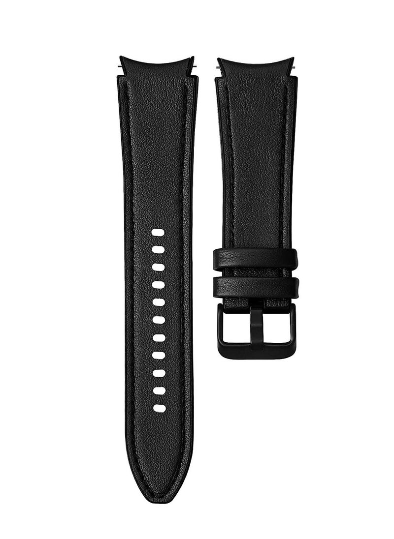VPG - Leather Silicone Replacement Band Compatible with Samsung Galaxy Watch 5 Pro 45mm | 4 Classic 46mm 42mm | Watch 5/4 44mm 40mm , Special strap design No Gap Black - Image 1