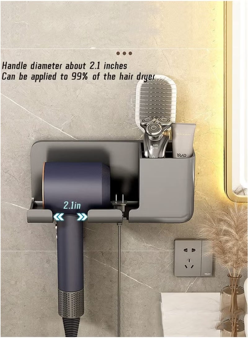 Hikma Beauty Hair Dryer Holder Self Adhesive Hair Tool Organizer Blow Dryer Holder Wall Mount Hair Care Tools Organizer Bathroom Space Saver (White) - Image 2