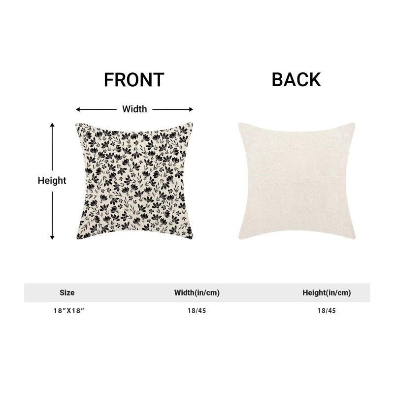 AEIOAE Vintage Daisy Floral Pillow Covers 18x18 Inch Set of 2  Cute Small Black Flowers Decorative Outdoor Throw Pillows Farmhouse Linen Floral Pillow Case for Sofa Couch Decor - Image 2
