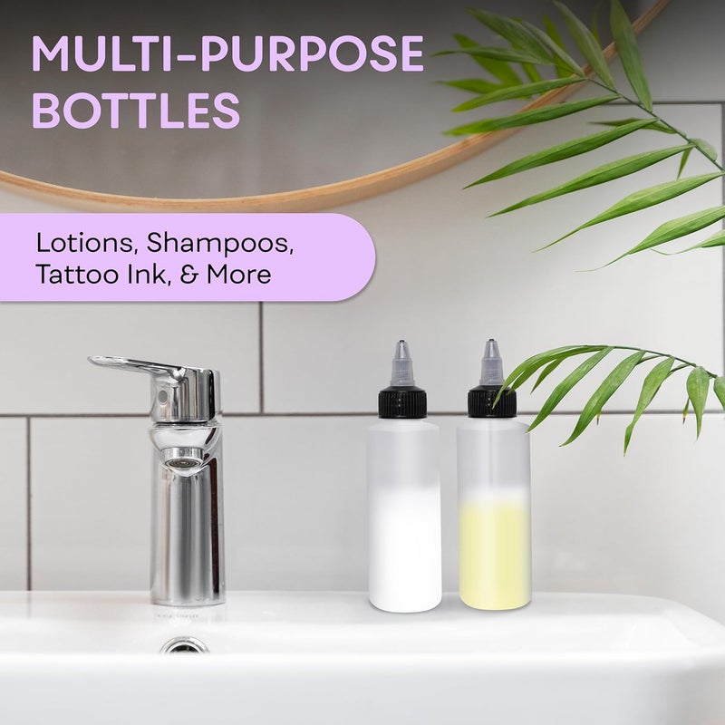BRIGHTFROM Twist Top Applicator Bottles, Squeeze 2 OZ Empty Plastic Bottles, Refillable, Black Open/Close Nozzle - Multi Purpose (Pack of 2) - Image 4