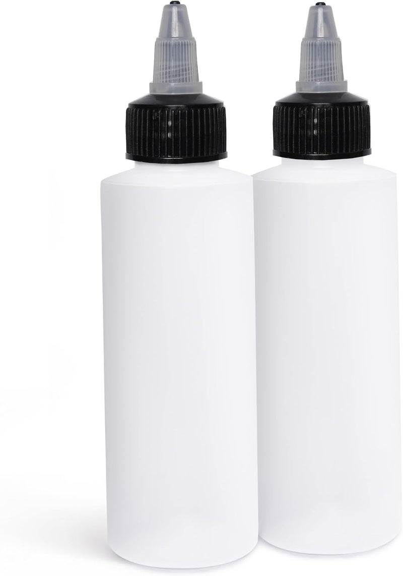 BRIGHTFROM Twist Top Applicator Bottles, Squeeze 2 OZ Empty Plastic Bottles, Refillable, Black Open/Close Nozzle - Multi Purpose (Pack of 2) - Image 1