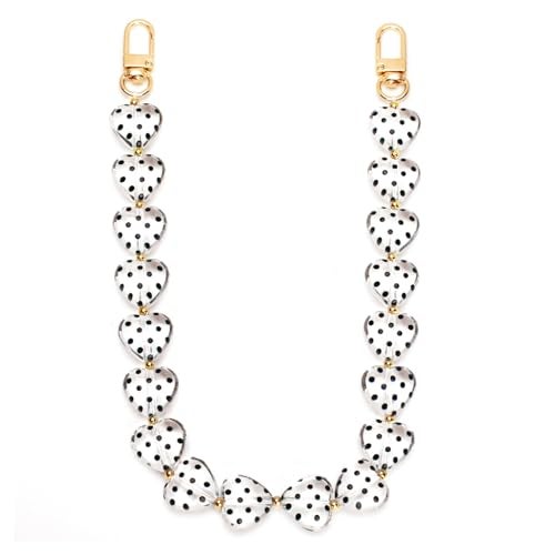 AUMEY Acrylic Heart Bag Chain Purse Charm Versatile handbag Chain Strap Wallet Handle Replacement Handbag Accessory (02-Polka dot) - Image 1