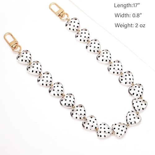 AUMEY Acrylic Heart Bag Chain Purse Charm Versatile handbag Chain Strap Wallet Handle Replacement Handbag Accessory (02-Polka dot) - Image 2