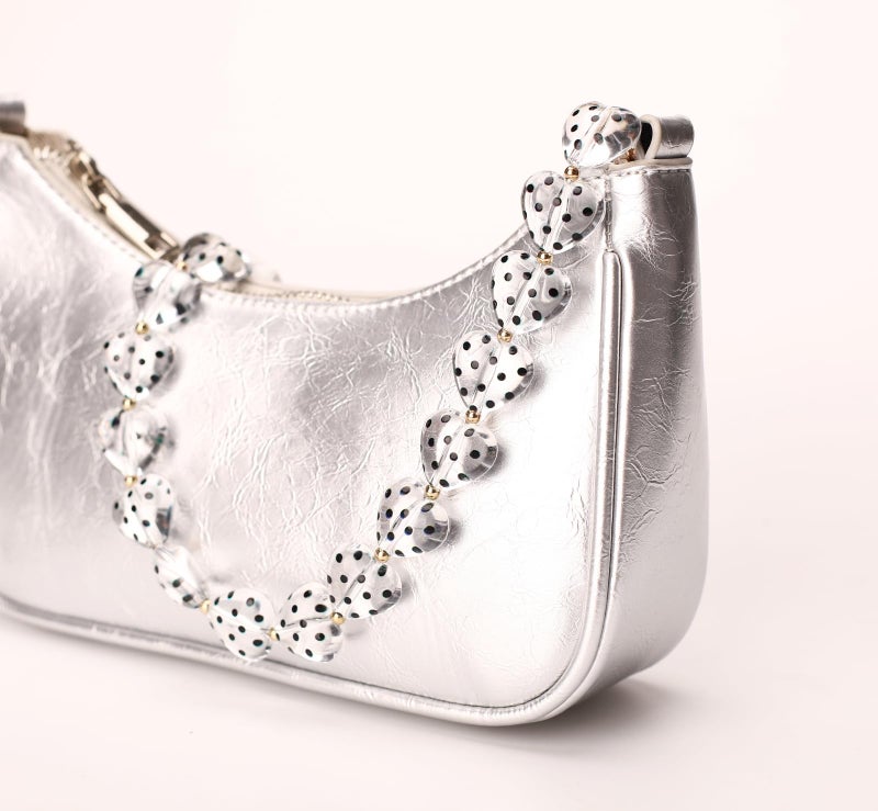AUMEY Acrylic Heart Bag Chain Purse Charm Versatile handbag Chain Strap Wallet Handle Replacement Handbag Accessory (02-Polka dot) - Image 4