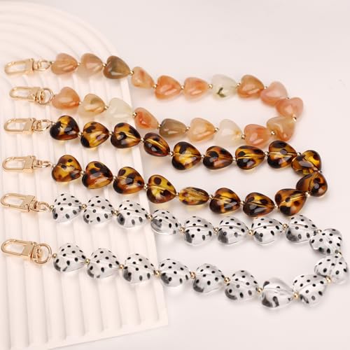 AUMEY Acrylic Heart Bag Chain Purse Charm Versatile handbag Chain Strap Wallet Handle Replacement Handbag Accessory (02-Polka dot) - Image 5