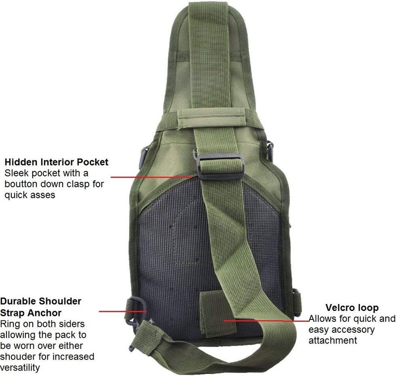 FAMI Outdoor Tactical Bag Backpack, Military Sport Bag Pack Sling Shoulder Backpack Tactical Satchel for Every Day Carry (Army Green 2 Packs) - Image 4