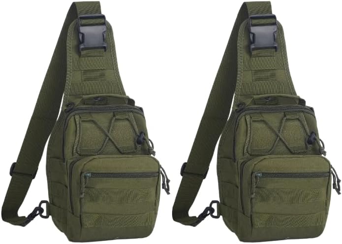 FAMI Outdoor Tactical Bag Backpack, Military Sport Bag Pack Sling Shoulder Backpack Tactical Satchel for Every Day Carry (Army Green 2 Packs) - Image 1