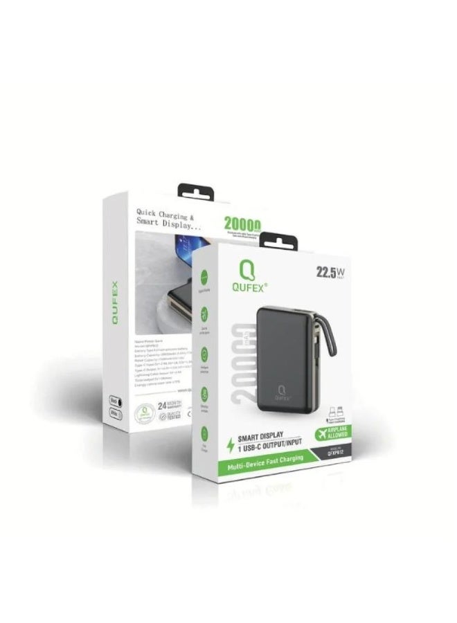 كيفكس شاحن متنقل PD بسعة 20,000mAh مع كيبل تايب سي + كيبل آيفون مدمج -متعدد الالوان - Image 1