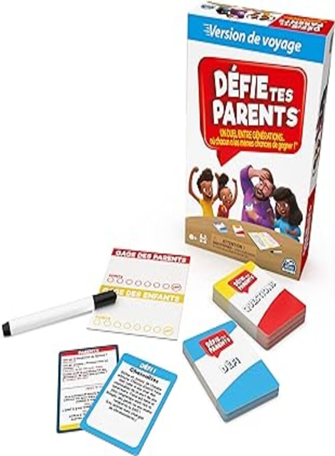 Challenge Your Parents - Travel Version Board Game Where Parents And Children Compete - Friendly Game For The Whole Family - Fun Questions And Challenges - Take Anywhere - Child Game Age 6+
