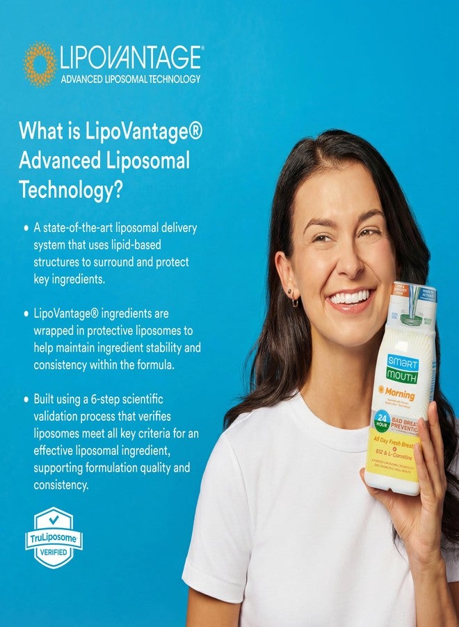 SmartMouth Advanced Liposomal Morning Mouthwash - All-Day Fresh Breath - Vitamin B12 & L-Carnitine - Dual-Solution Zinc-Activated Morning Mouthwash - Invigorating Mint Flavor - 16 fl oz Each, 2-Pack - Image 3