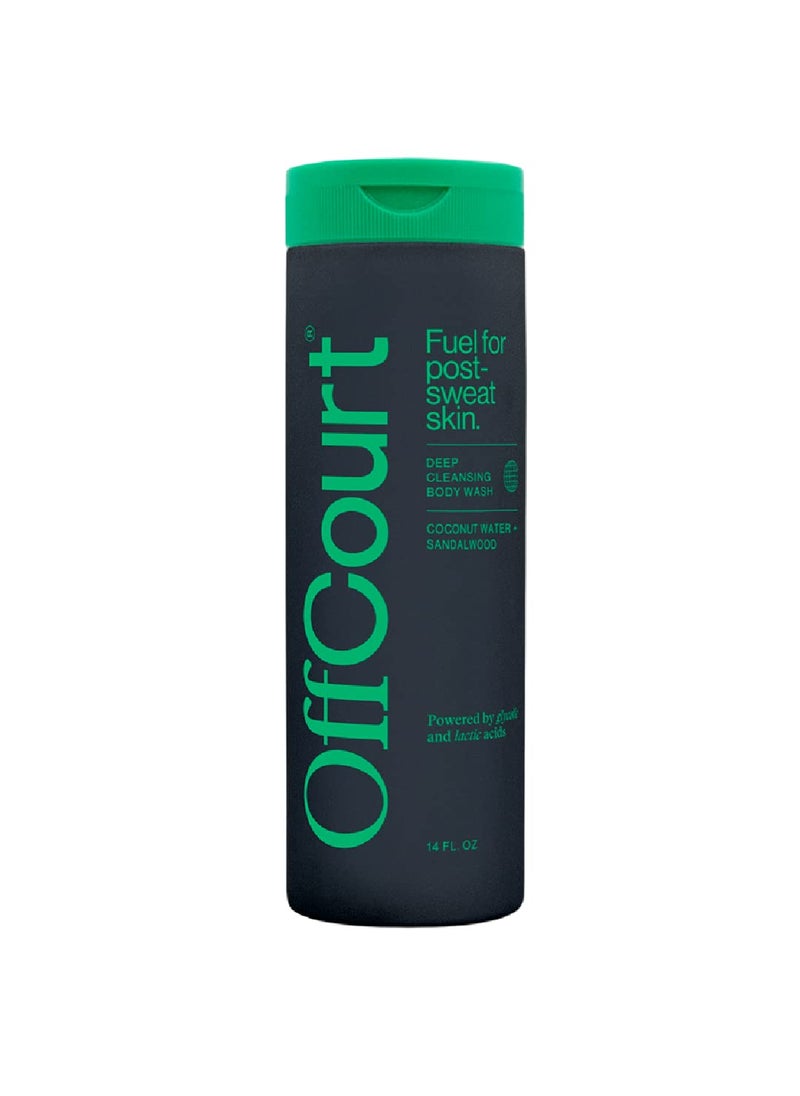 OffCourt OffCourt SulfateFree Body Wash for Men  Women  NonDrying Exfoliator with Glycolic  Lactic Acids Leaves Skin Fresh  Smooth with Coconut Water and Sandalwood Scent 14 Fl Oz Pack of 1 
