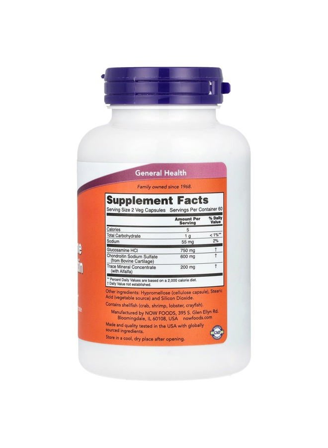 Now Foods Glucosamine & Chondroitin with Trace Mineral Concentrate, 120 Caps - Image 2