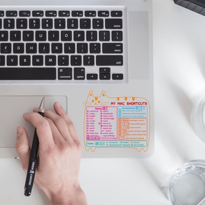 مجموعة ملصقات اختصارات Mac بلون وردي (عدد 2) مرجع اختصارات لوحة المفاتيح للكمبيوتر المحمول موديل 176F - Image 5