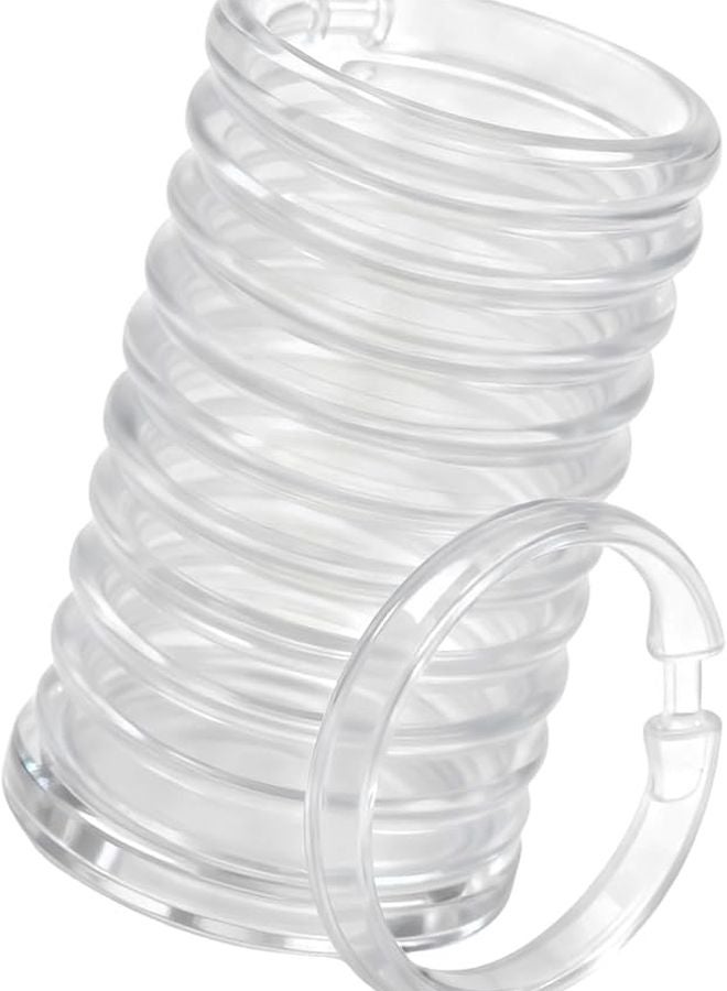Clear Shower Curtain Rings 12Pcs Hooks for Bathroom Window Rod - Image 4
