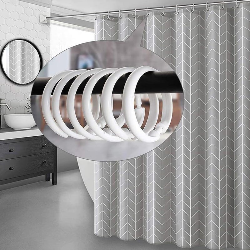 Clear Shower Curtain Rings 12Pcs Hooks for Bathroom Window Rod - Image 3