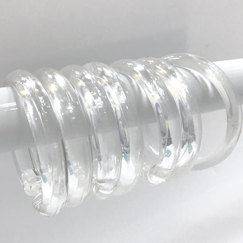 Clear Shower Curtain Rings 12Pcs Hooks for Bathroom Window Rod - Image 5