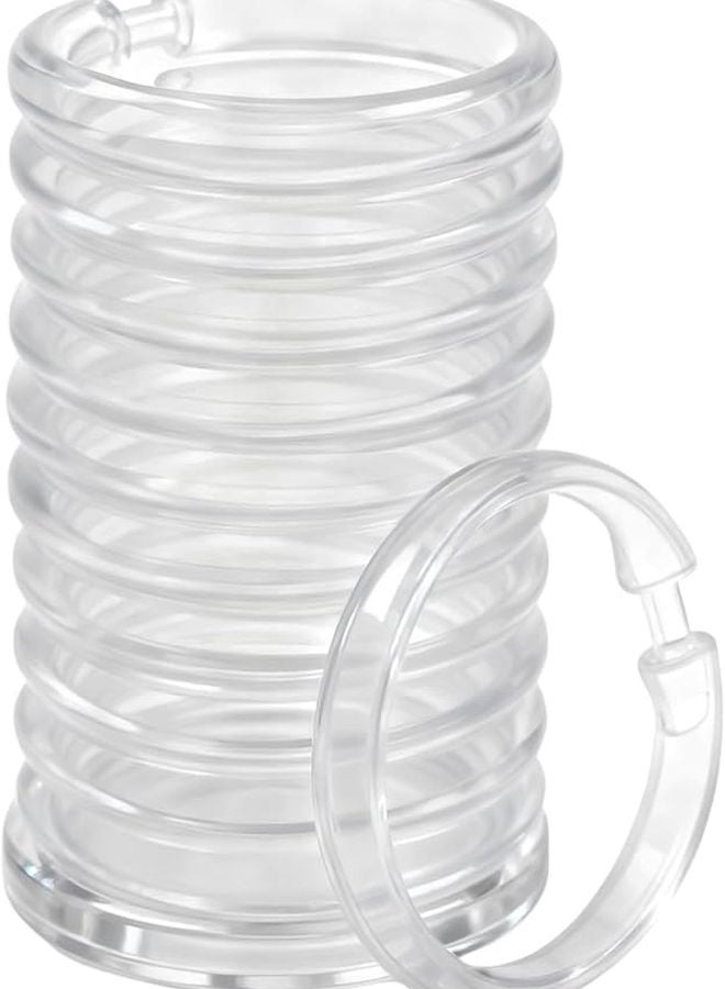 Clear Shower Curtain Rings 12Pcs Hooks for Bathroom Window Rod - Image 1
