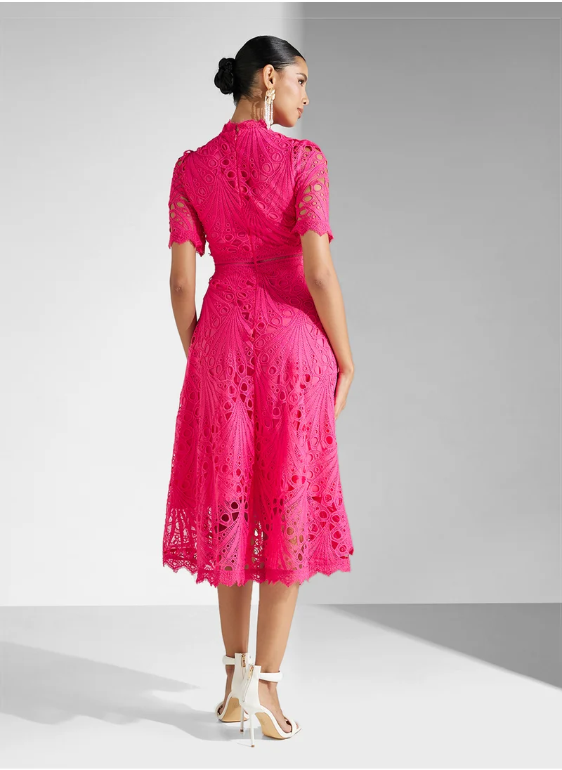 Ginger Boutique Lace Embroidered A Line Dress