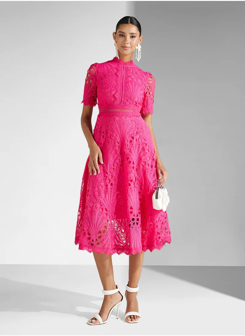Ginger Boutique Lace Embroidered A Line Dress