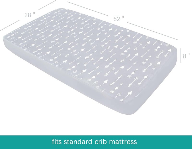 Biloban Crib Sheets for Boys and Girls Fitted 4 Pack  Breathable Soft Microfiber Baby Sheets in Grey Navy and White - Image 3