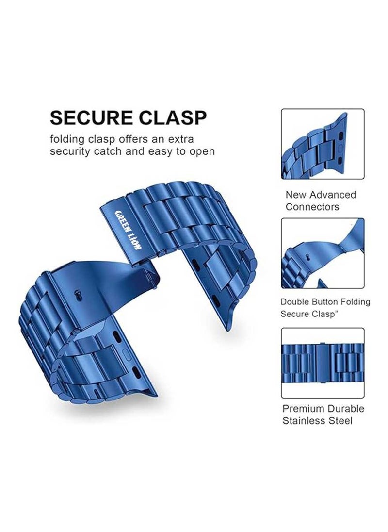 GREEN LION Green Lion Link Stainless Steel Watch Band 42/44/45/49MM - Blue  - Image 1