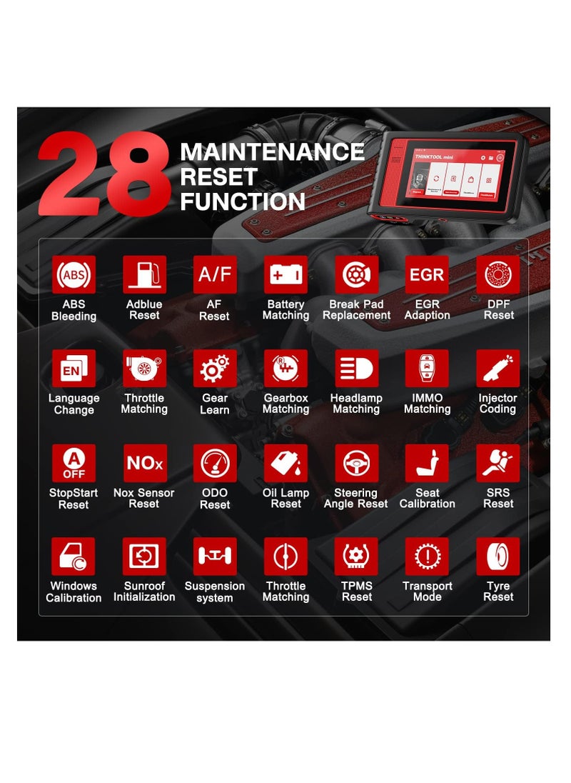 THINKCAR - Thinktool Mini OBD2 Car Diagnostic Scanner Bluetooth, All Systems Check Engine ABS Airbag Scan Tool, 28+ Maintenance Services, ABS Bleed/Oil Light/EPB/Battery Registration, WiFi Update - Image 1