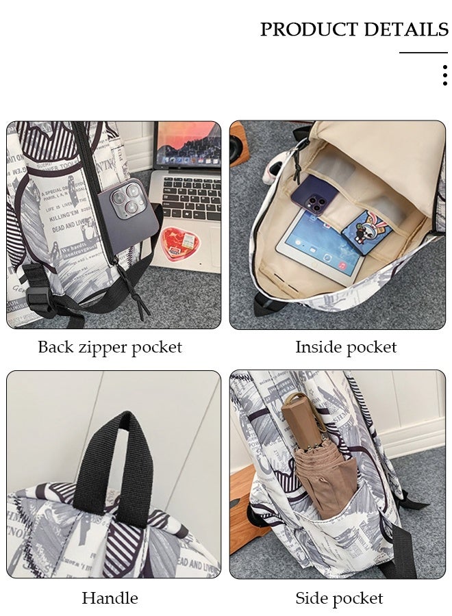 DUNISO School Backpack Large Capacity Multi-pocket Students Backpack School Bag Fashion Graffiti Book Bags Waterproof Wear-resistant Backpacks for Teen College Students Laptop Bag for Casual Travel - Image 4