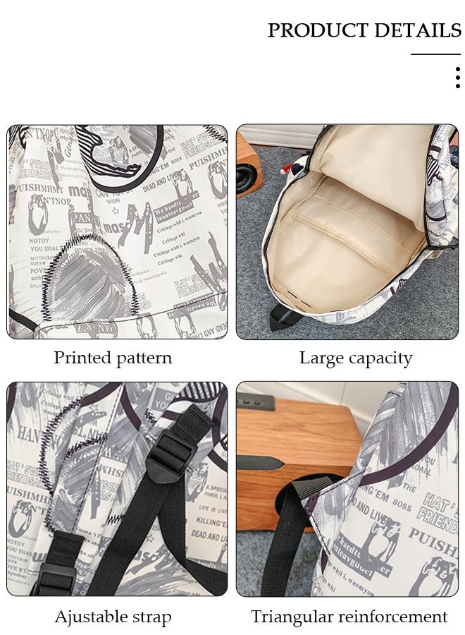 DUNISO School Backpack Large Capacity Multi-pocket Students Backpack School Bag Fashion Graffiti Book Bags Waterproof Wear-resistant Backpacks for Teen College Students Laptop Bag for Casual Travel - Image 3