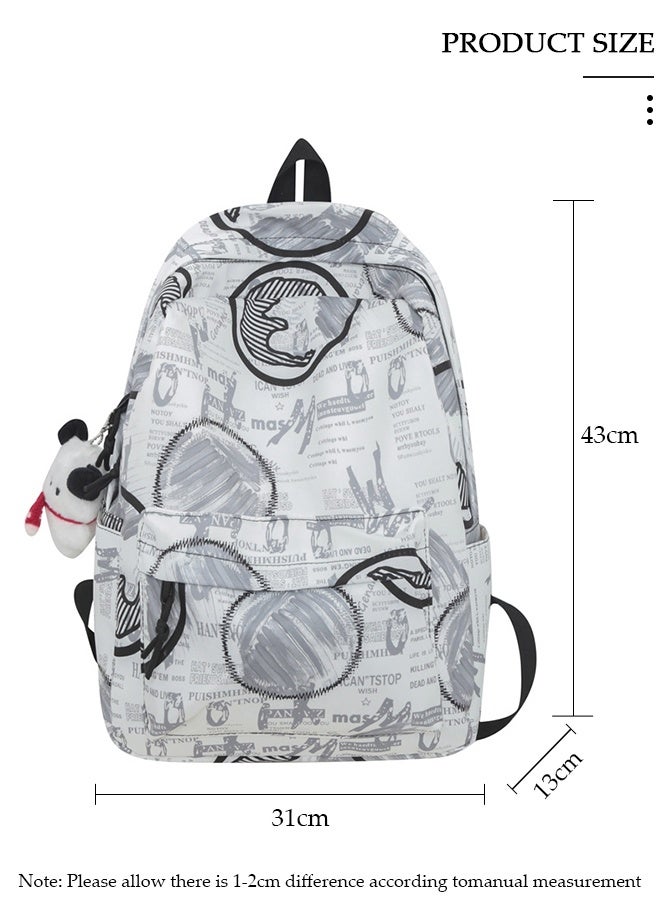 DUNISO School Backpack Large Capacity Multi-pocket Students Backpack School Bag Fashion Graffiti Book Bags Waterproof Wear-resistant Backpacks for Teen College Students Laptop Bag for Casual Travel - Image 2