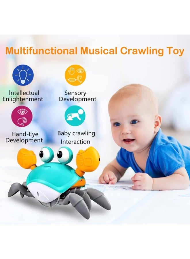 Crawling Crab Baby Toy - Tummy Time Toys - with Music and LED Light,Built-in Rechargeable Battery for 0-6 6-12 12-18 36 Months Walking Toddler Birthday Gift(Blue) - Image 3