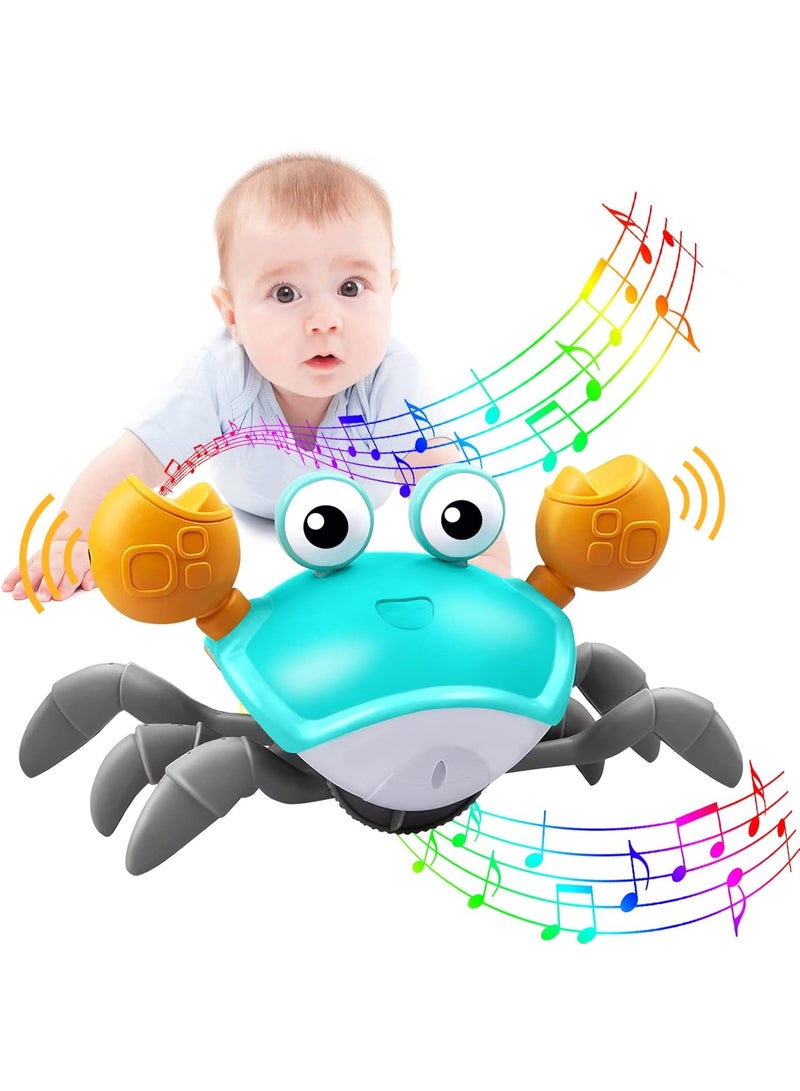 Crawling Crab Baby Toy - Tummy Time Toys - with Music and LED Light,Built-in Rechargeable Battery for 0-6 6-12 12-18 36 Months Walking Toddler Birthday Gift(Blue) - Image 1