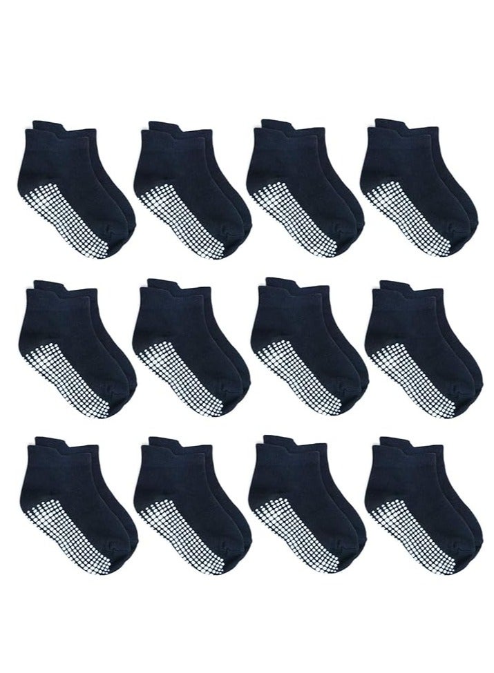 CICILADY CICILADY  12 Pairs Anti Slip Baby Ankle Socks with Non Skid Grips for Toddler Kids Boys Girls (12Pairs - Black,White,Grey, 1-3 Years)  - Image 1