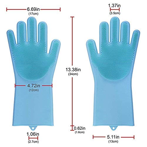 ACS ACS Silicone Cleaning Reusable Heat Resistant Pair Magic Brush Gloves Scrubber for Kitchen Dishwashing Dish Car Wash Pet Bathroom Household  - Image 5