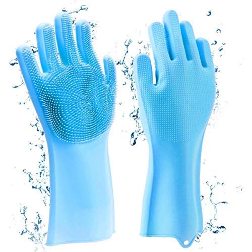 ACS ACS Silicone Cleaning Reusable Heat Resistant Pair Magic Brush Gloves Scrubber for Kitchen Dishwashing Dish Car Wash Pet Bathroom Household  - Image 1