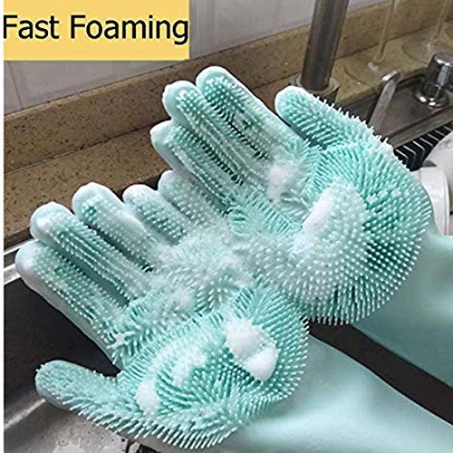 ACS ACS Silicone Cleaning Reusable Heat Resistant Pair Magic Brush Gloves Scrubber for Kitchen Dishwashing Dish Car Wash Pet Bathroom Household  - Image 3