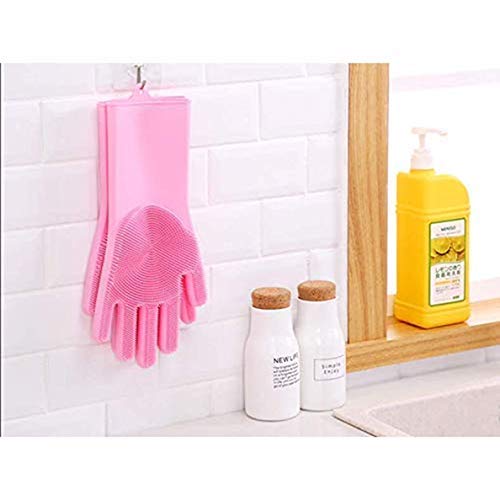 ACS ACS Silicone Cleaning Reusable Heat Resistant Pair Magic Brush Gloves Scrubber for Kitchen Dishwashing Dish Car Wash Pet Bathroom Household  - Image 4