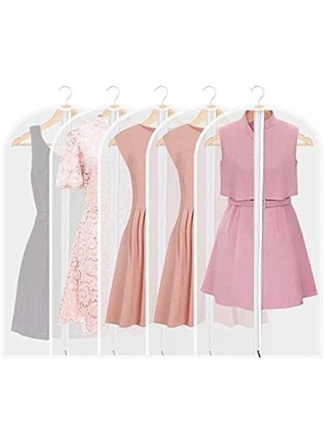 Set of 5 Long Garment Bags For Closet Storage Plastic Suit Cover With Zipper Waterproof Semi Transparent Clothes Protector For Suits, Coats, Jackets and Dress White - Image 4