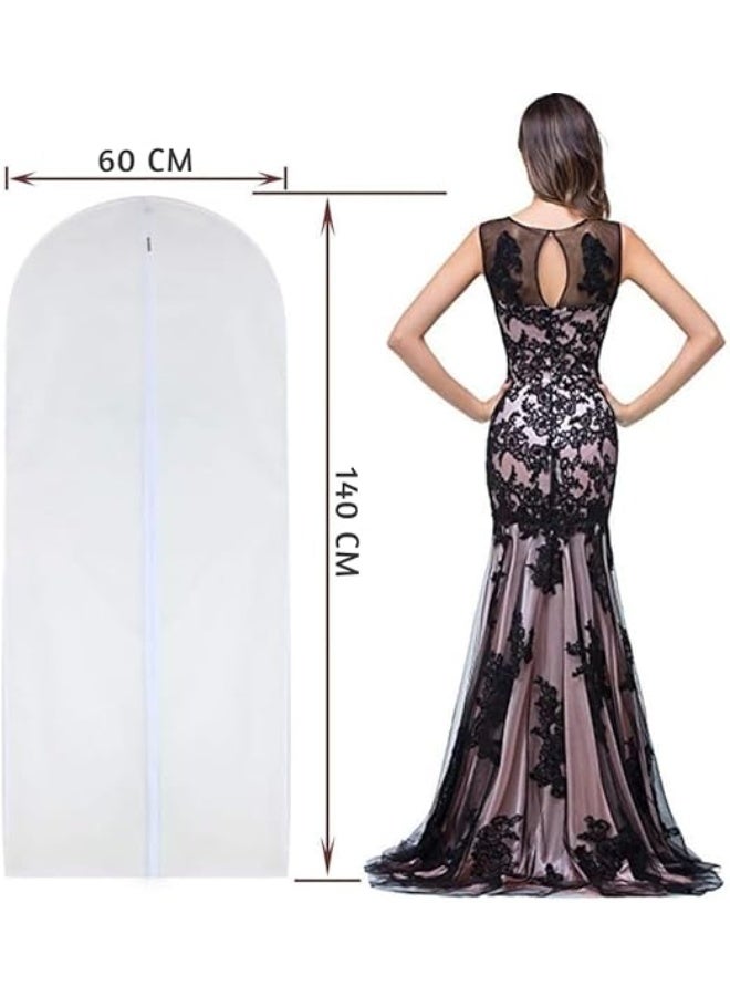 Set of 5 Long Garment Bags For Closet Storage Plastic Suit Cover With Zipper Waterproof Semi Transparent Clothes Protector For Suits, Coats, Jackets and Dress White - Image 5