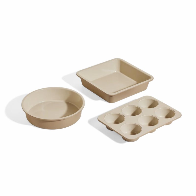 Our Place Wonder Oven Bakers Kit  3Piece ToxinFree Ceramic Nonstick Bakeware Set 8 Round 8 Square 6Cup Muffin Pan  OvenSafe up to 450F  Steam
