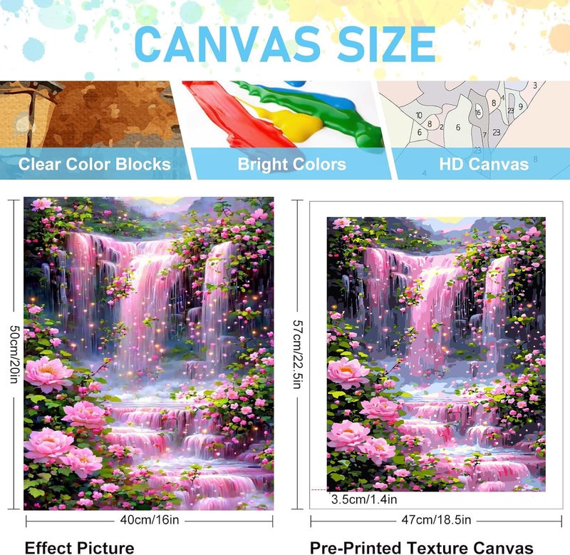 Mrnsiet Paint by Numbers Kit for Adults Beginners, Waterfall Landscape Adult Paint by Numbers on Canvas, Without Frame Acrylic Painting Crafts for Home Decor (16x20inch) - Image 3